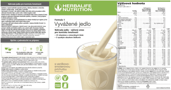 Formula 1 Vyvážené jedlo s vanilkovo-smotanovou príchuťou 550g - Image 2